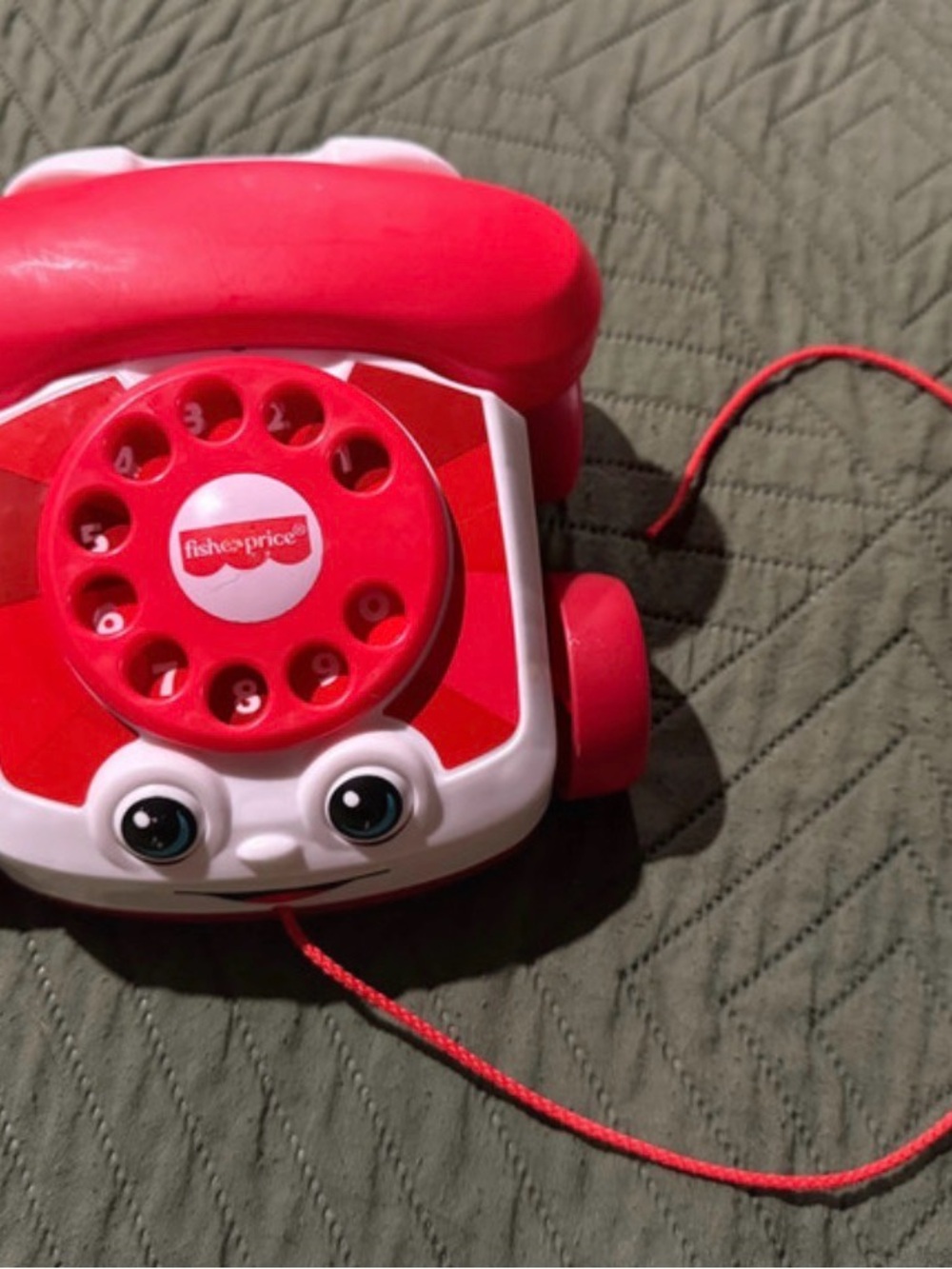 Fisher-Price Red and White Pull-Along Rotary Phone Toy